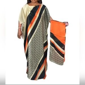 Plus Size Colorblock Geometric Pattern Kaftan